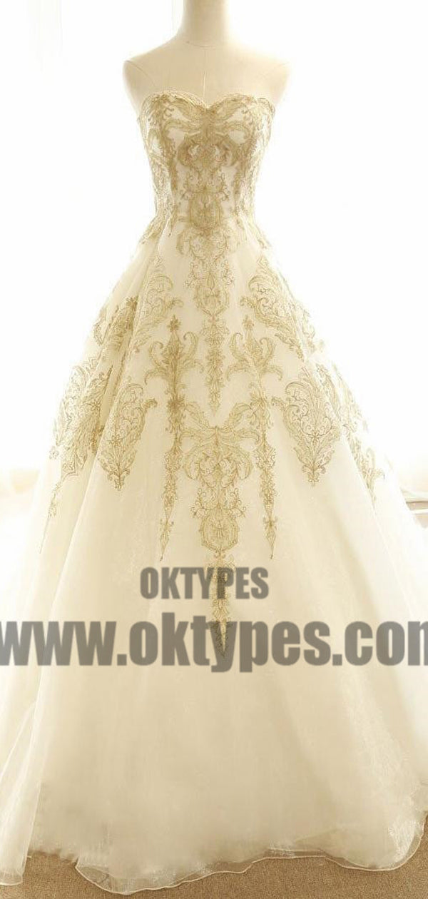 Chic Wedding Dresses Ivory Gold ...